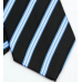 Stropdas blauw zwart wit brede Streep SALE